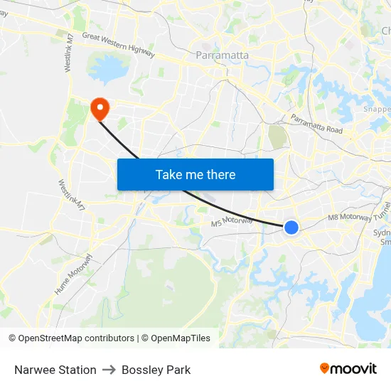 Narwee Station to Bossley Park map