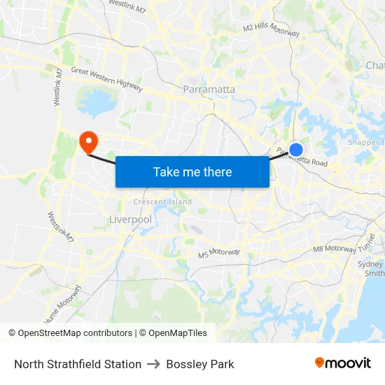 North Strathfield Station to Bossley Park map