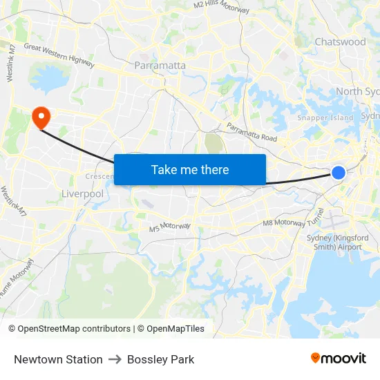 Newtown Station to Bossley Park map