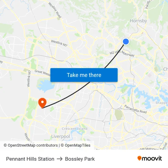 Pennant Hills Station to Bossley Park map