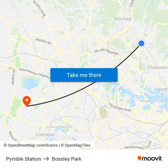 Pymble Station to Bossley Park map