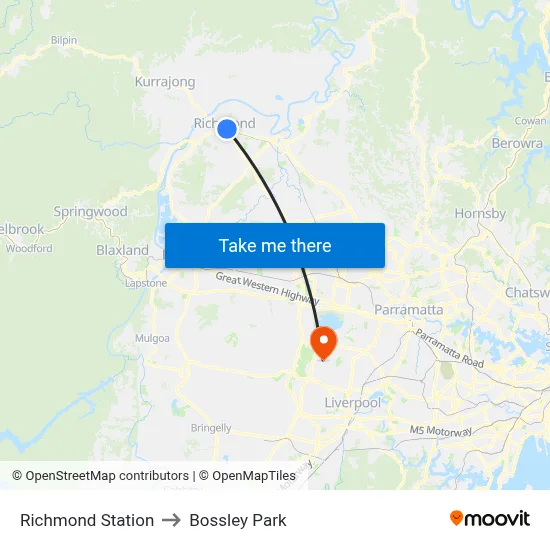 Richmond Station to Bossley Park map