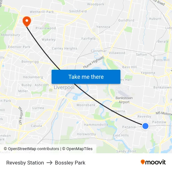 Revesby Station to Bossley Park map
