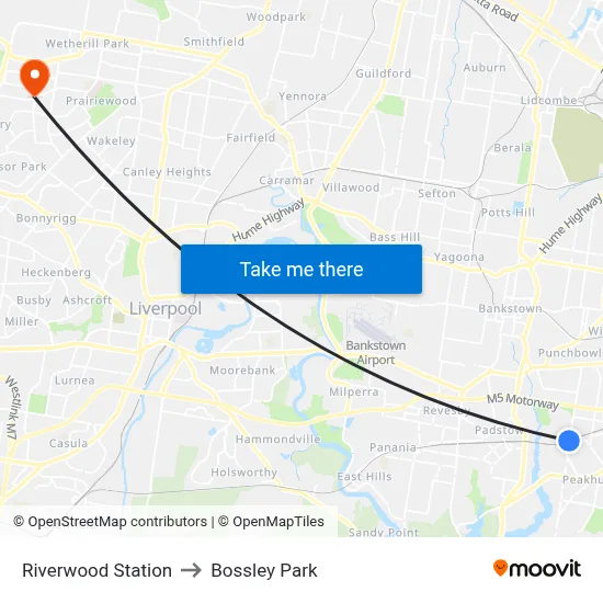 Riverwood Station to Bossley Park map
