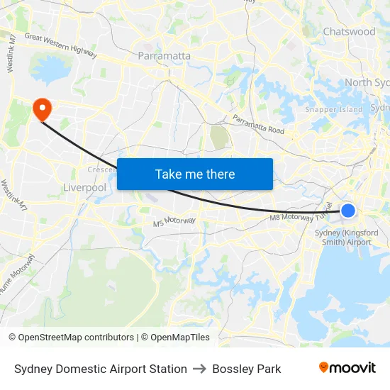 Sydney Domestic Airport Station to Bossley Park map