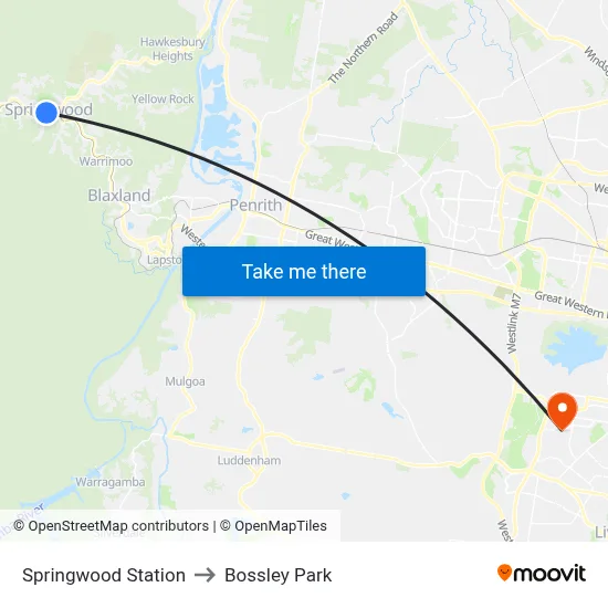 Springwood Station to Bossley Park map