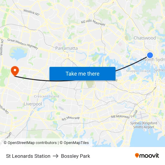 St Leonards Station to Bossley Park map