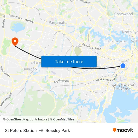 St Peters Station to Bossley Park map