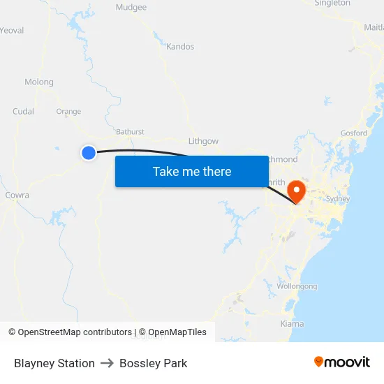 Blayney Station to Bossley Park map