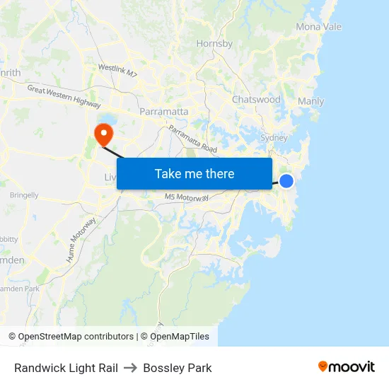 Randwick Light Rail to Bossley Park map