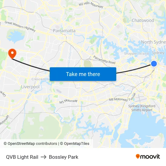 QVB Light Rail to Bossley Park map