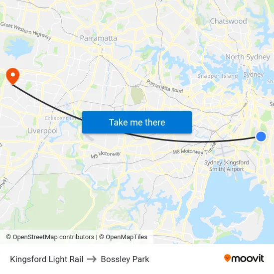 Kingsford Light Rail to Bossley Park map