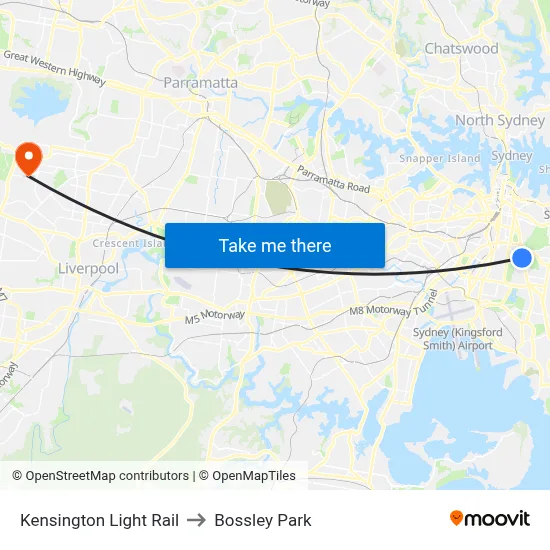Kensington Light Rail to Bossley Park map