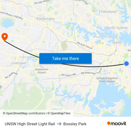 UNSW High Street Light Rail to Bossley Park map