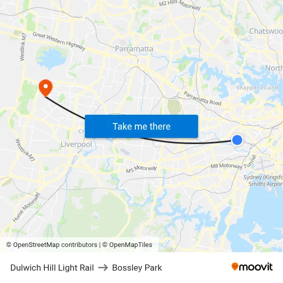 Dulwich Hill Light Rail to Bossley Park map