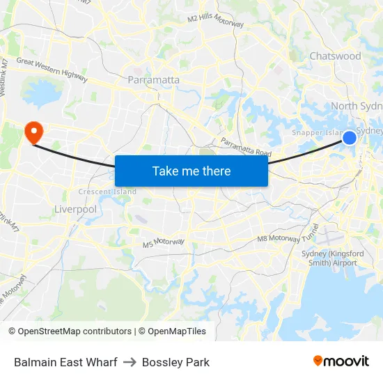 Balmain East Wharf to Bossley Park map