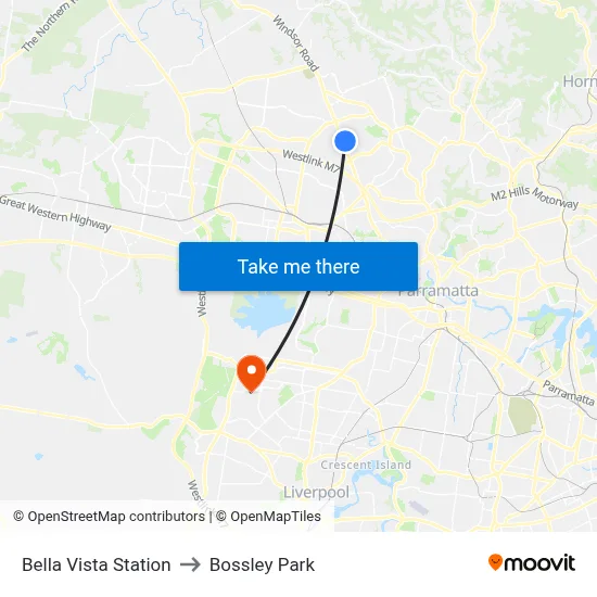 Bella Vista Station to Bossley Park map