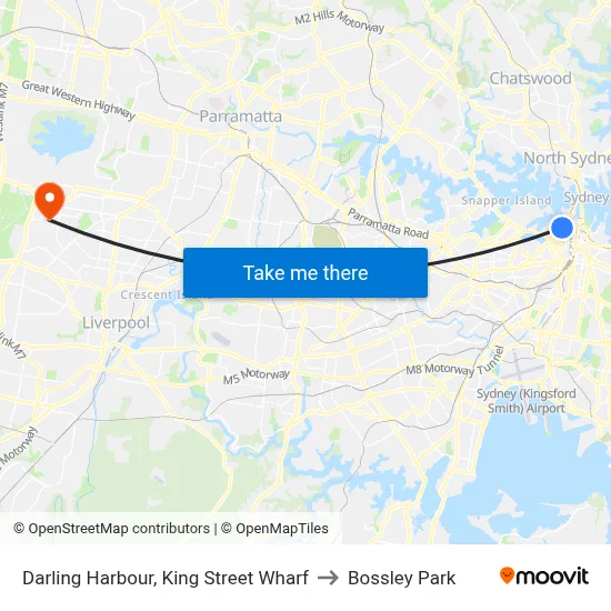 Darling Harbour, King Street Wharf to Bossley Park map
