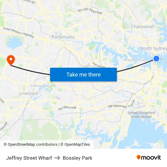 Jeffrey Street Wharf to Bossley Park map