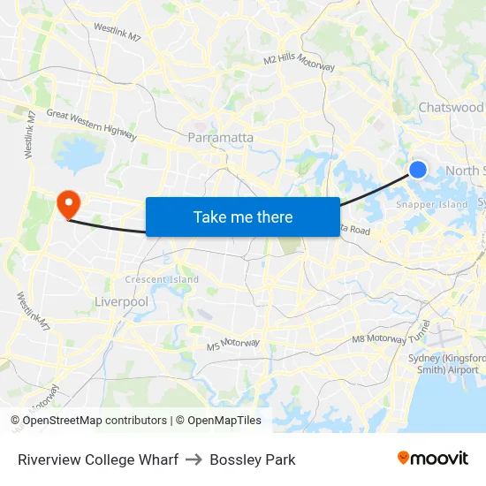 Riverview College Wharf to Bossley Park map