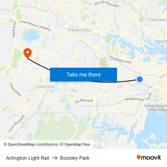 Arlington Light Rail to Bossley Park map