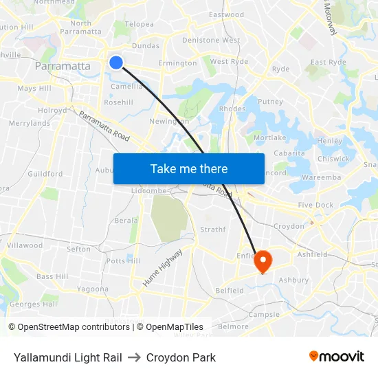 Yallamundi Light Rail to Croydon Park map