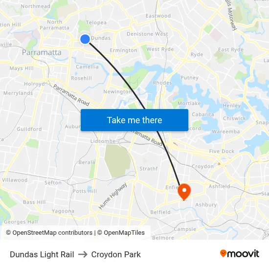 Dundas Light Rail to Croydon Park map