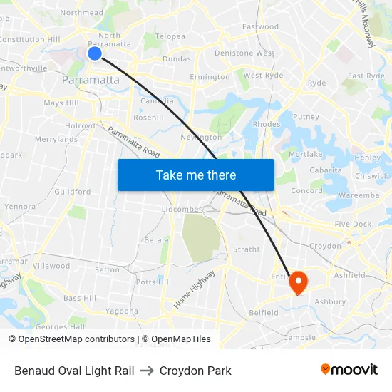 Benaud Oval Light Rail to Croydon Park map