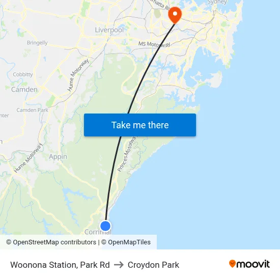 Woonona Station, Park Rd to Croydon Park map