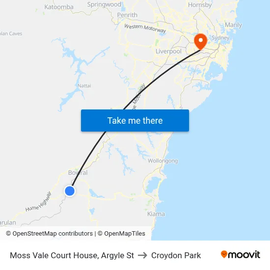 Moss Vale Court House, Argyle St to Croydon Park map