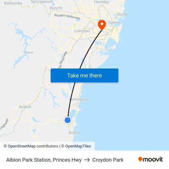 Albion Park Station, Princes Hwy to Croydon Park map