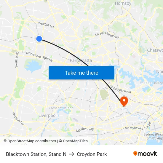 Blacktown Station, Stand N to Croydon Park map