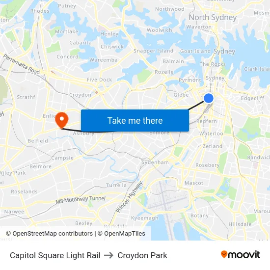 Capitol Square Light Rail to Croydon Park map
