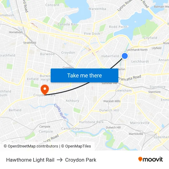Hawthorne Light Rail to Croydon Park map