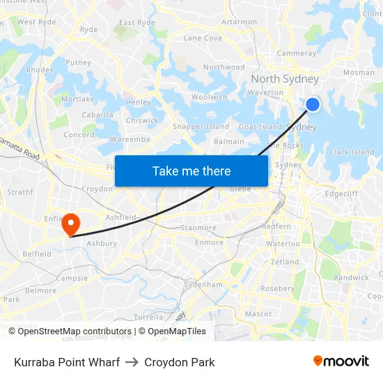 Kurraba Point Wharf to Croydon Park map