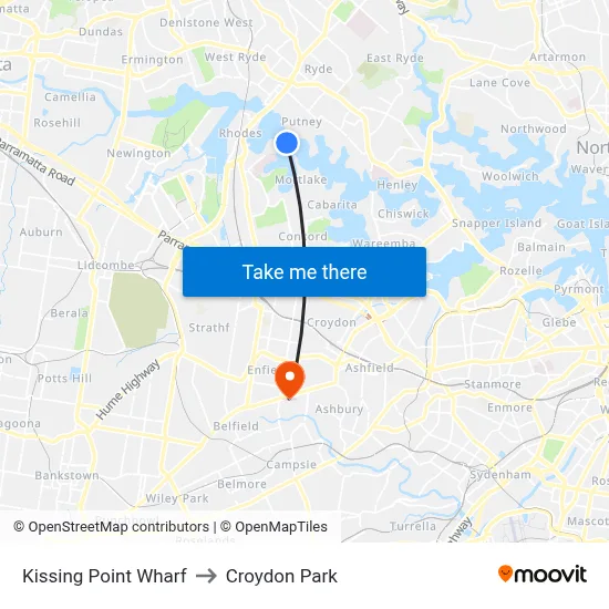 Kissing Point Wharf to Croydon Park map