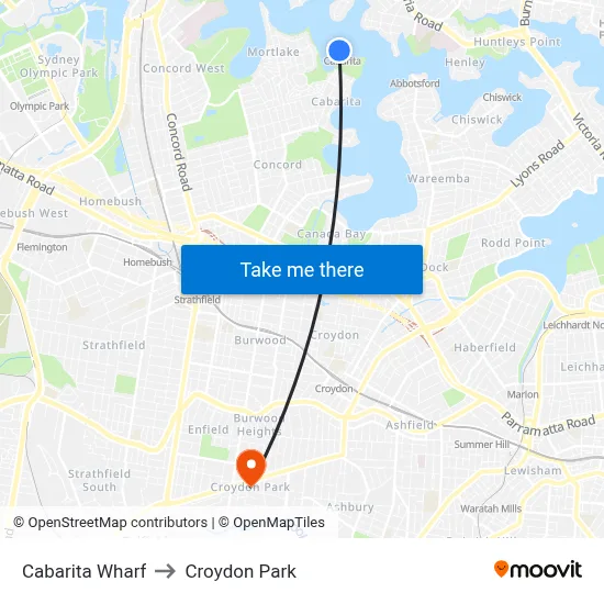 Cabarita Wharf to Croydon Park map