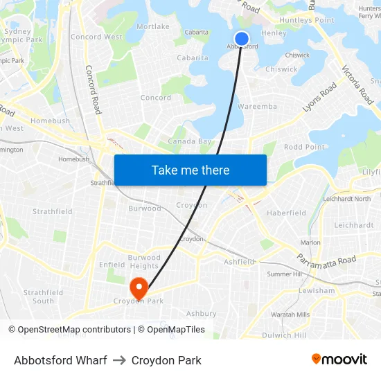 Abbotsford Wharf to Croydon Park map