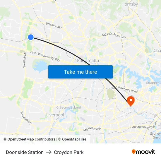 Doonside Station to Croydon Park map