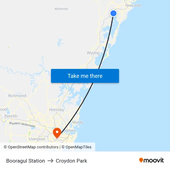 Booragul Station to Croydon Park map