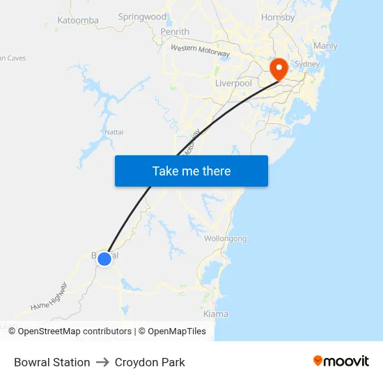 Bowral Station to Croydon Park map