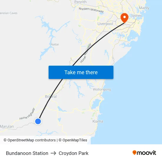 Bundanoon Station to Croydon Park map