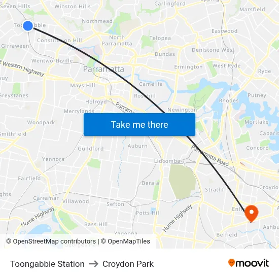 Toongabbie Station to Croydon Park map