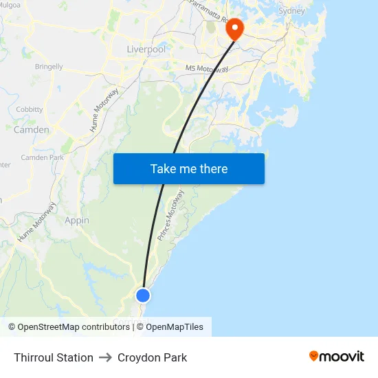 Thirroul Station to Croydon Park map
