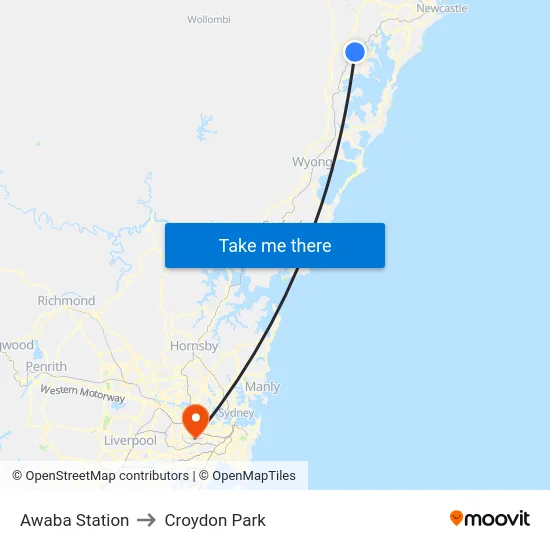 Awaba Station to Croydon Park map
