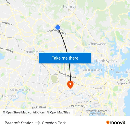 Beecroft Station to Croydon Park map