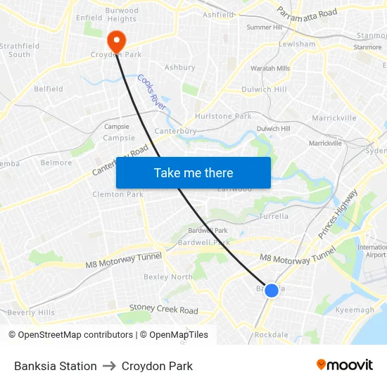 Banksia Station to Croydon Park map