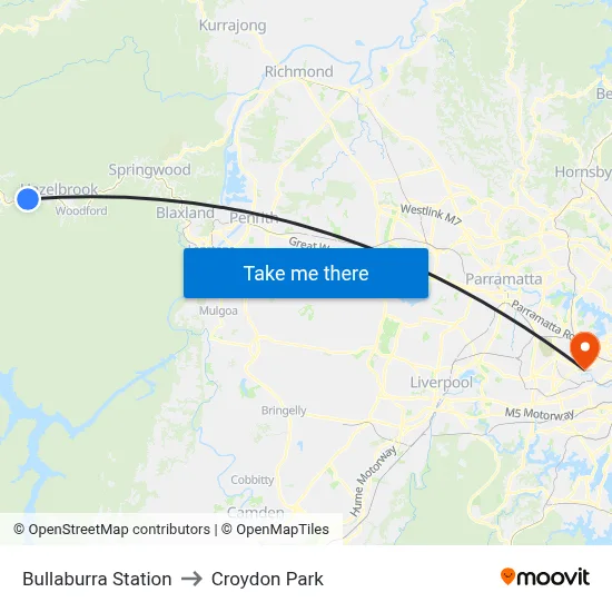 Bullaburra Station to Croydon Park map