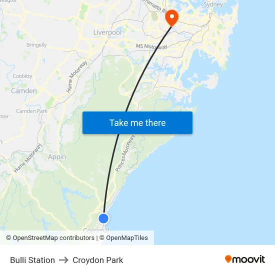 Bulli Station to Croydon Park map