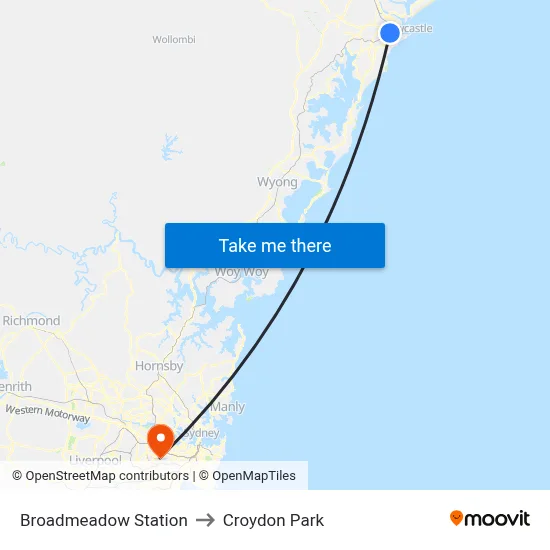 Broadmeadow Station to Croydon Park map